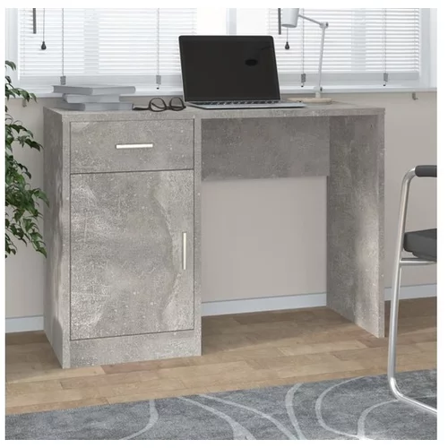  Pisalna miza s predalom in omarico betonsko siva 100x40x73 cm