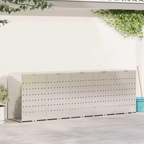 vidaXL Skladištenje kanti za 3 kante Srebrno 340 x 77.5 x 115.5 cm Cijene