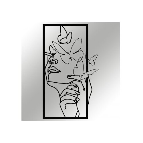 Wallxpert Butterfly Face Female Black Decorative Metal Wall Accessory Slike
