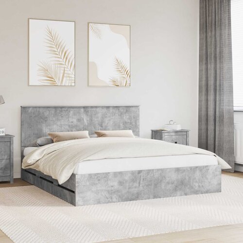  Krevetna konstrukcija s ladicama Betonski sivi 180 x 200 cm Slike