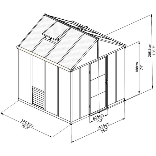 PALRAM rastlinjak GLORY 8X8 Cene