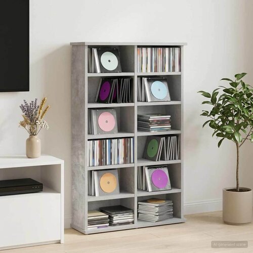 Cd ormar Betonska siva 60 x 17 x 92 cm Konstruirano drvo Slike