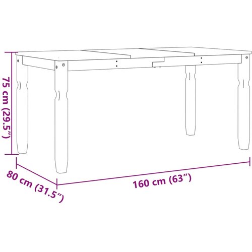  Blagovaonski stol Corona bijeli 160x80x75cm od masivne borovine Slike