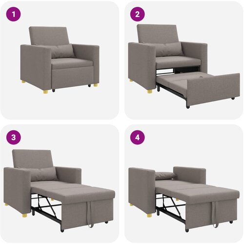 SOFA na razvlačenje Singl Sivo-smeđa 90 x 165 x 87 cm tkanina Slike