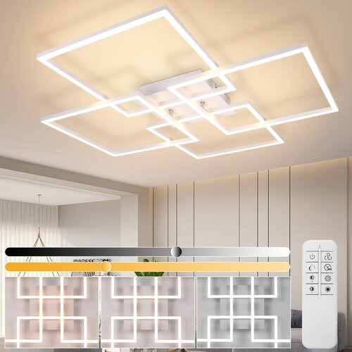 Nettlife LED stropna svetilka za dnevno sobo, kuhinjo, bela, možnost zatemnitve, z daljinskim upravljalnikom, moderna, 3000K - 6500K, 48W, (5000046007) Cene