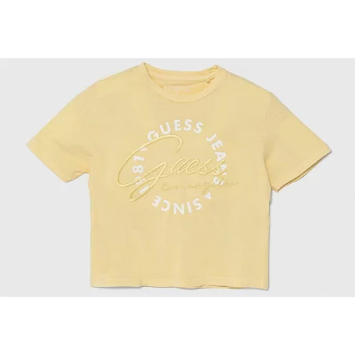 Guess Dječja pamučna majica kratkih rukava boja: žuta
