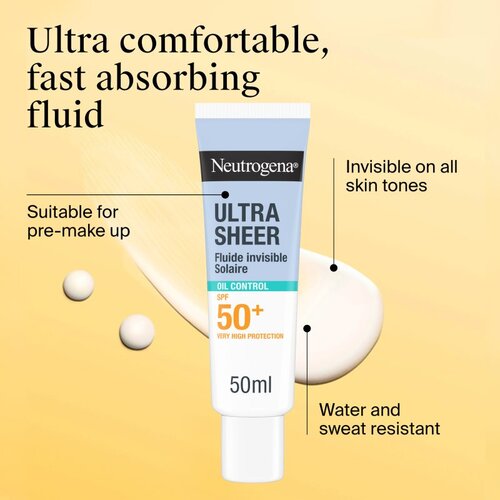 Neutrogena Ultra Sheer Oil Control fluid ultra light SPF 50+ 50 ml Slike