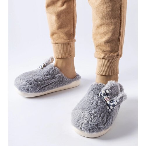 Gemre Gray insulated women's slippers with ears Buga Cene