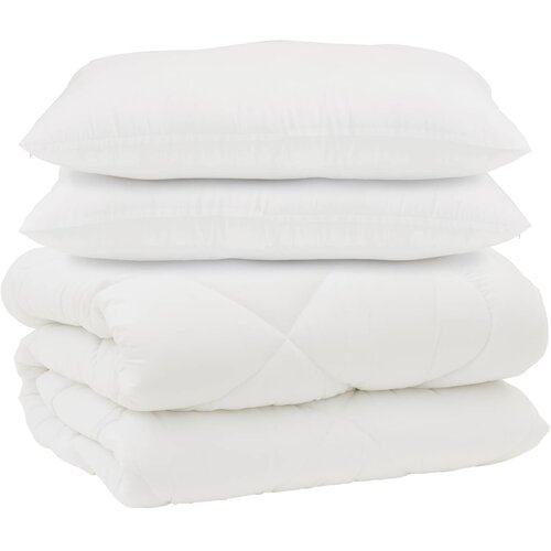 VidaXL Pokrivač z blazinami z blazino 3 pcs Bela Mikrofibra in perje, (5000148722) Slike