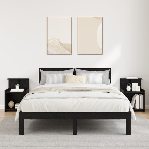 VidaXL posteljne omarice 2 kosa črni hrast 40x35x60 cm inženirski les Slike