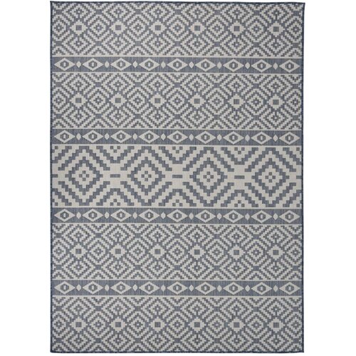 Vanjski tepih ravnog tkanja 200 x 280 cm plave pruge Cijene