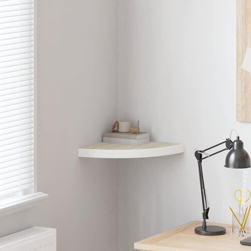  Kutna zidna polica boja hrasta i bijela 35 x 35 x 3,8 cm MDF Cijene