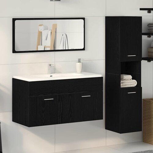  Set namještaja za kupaonicu 3 kom. Crni hrast 90 x 38,5 x 46 cm Cene