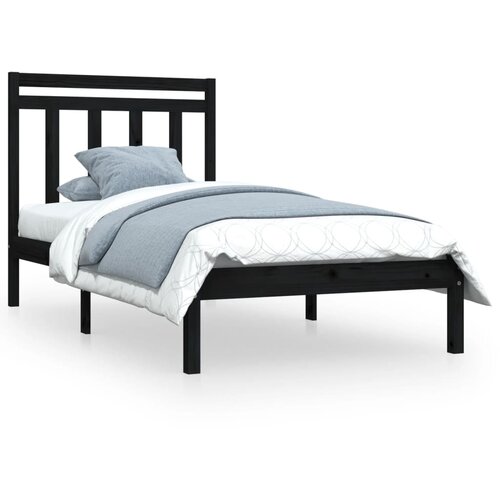 VidaXL Posteljni okvir črn iz trdnega lesa 100x200 cm, (20648298) Slike