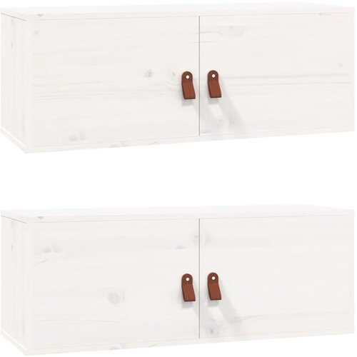 Maison Chic Stenska omarica - Zidna omarica 2 kosa bela 80x30x30 cm trdna borovina iu426, (22062451) Slike