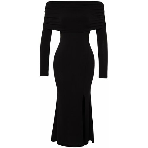 Trendyol Black Carmen Collar Elegant Evening Dress Slike