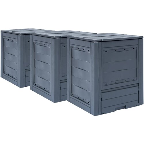 vidaXL Vrtni kompostnik 3 kosi sive barve 60x60x73 cm 780 L Cene