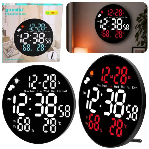 LEAN 31096 digitalni LED zidni sat 25,5 cm &ndash; temperatura, vlaga, datum, alarm i daljinski upravljač Cijene