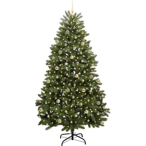 VidaXL Umjetno božićno drvce S LED lampica Zelena 240 cm PVC i metal Slike