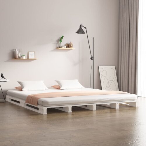 VidaXL Posteljni okvir bel 160x200 cm trdna borovina Slike