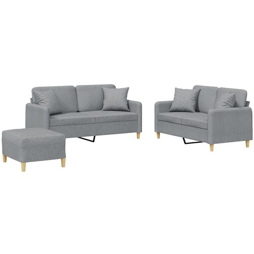 vidaXL 3-dijelni set sofa s jastucima svjetlosivi od tkanine Cijene