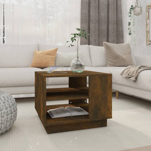 The Living Store Klubska mizica dimljeni hrast 55x55x43 cm iverna plošča - Klubska Mizica, (21575064) Cene