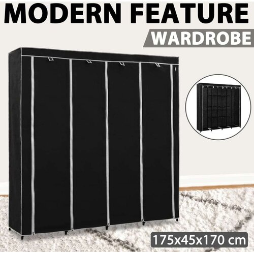  Garderobna omara s 4 predelki črna 175x45x170 cm, (20621211) Slike