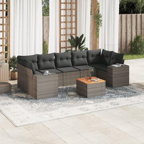 vidaXL 8-dijelni set vrtnih sofa od poliratana s jastucima sivi Cijene