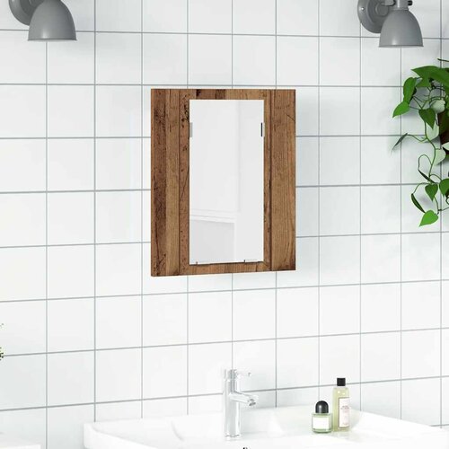  LED kupaonski ormarić s ogledalom boja hrasta 40x12x45cm drveni Smeđa Slike