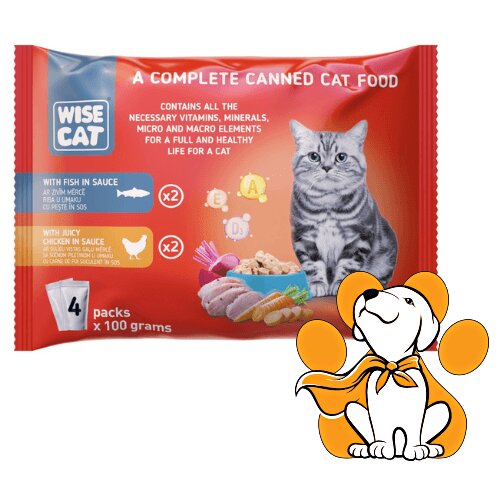 Carpathian Pet Food Wise Cat Adult Fish & Juicy Chicken in Sauce 4x100g, Za Zdravu Kožu i Dlaku Cene