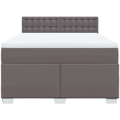 VidaXL Krevet s oprugama i madracem sivi 140x190 cm od umjetne kože Slike