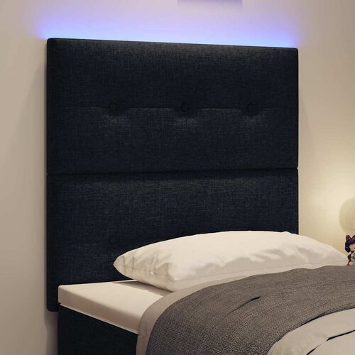  LED glava kreveta s LED trakama s uzglavljem Crna 80 cm tkanina Slike