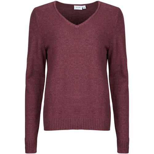 Vila Puloverji VIRIL V-NECK L/S Bordo Slike