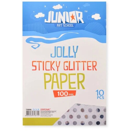 Junior jolly Sticky Glitter Paper, papir samolepljiv A4, 10K, odaberite nijansu Srebrna tačkice Cene