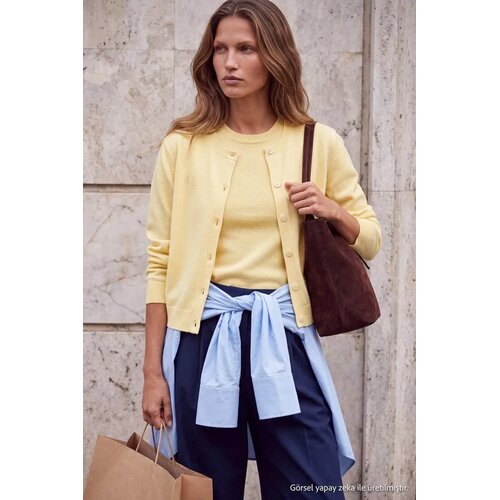 TRENDYOLMILLA Trendyol ženski set bluza- kardigan Twoaw27Hi00067, žuta Cene