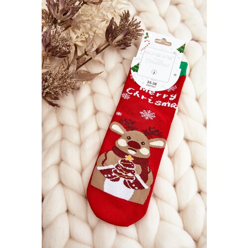 Aura.via Women's Christmas Socks with Reindeer Red Cene