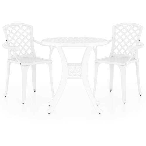 Bistro 3-dijelni bistro set od lijevanog aluminija bijeli Slike