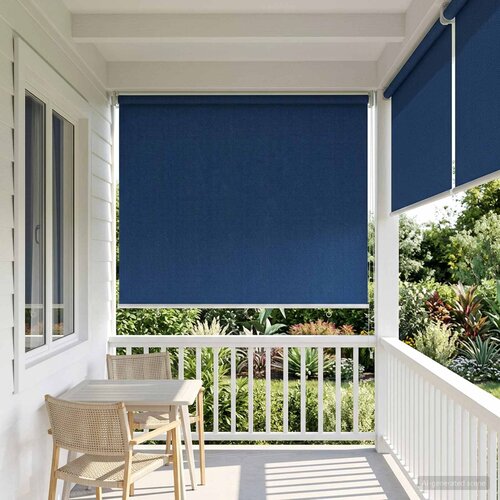  Vanjska roleta 90% blokada UV zraka Plava 80 x 140 cm HDPE Slike