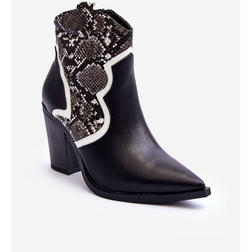 Kesi Women's snake boots leather cowgirls black and white Leara Cene