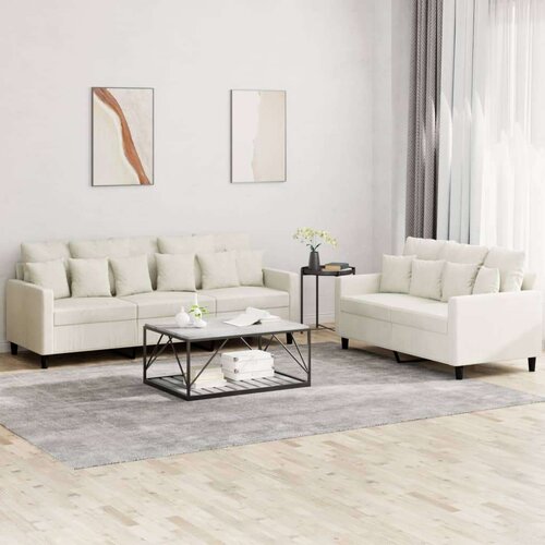  2-dijelni set sofa s jastucima krem bar&amp;scaron;unasti Slike