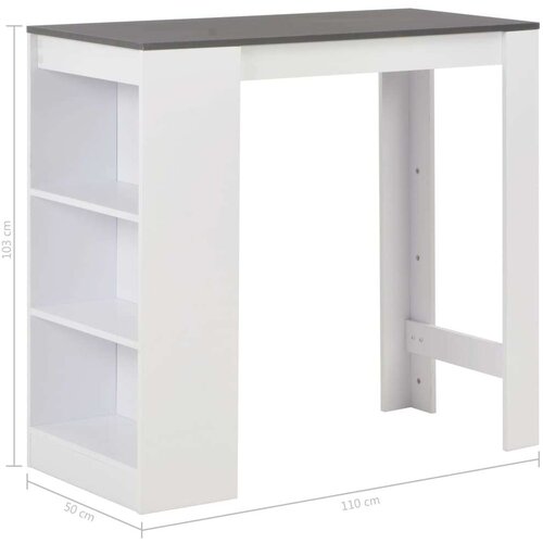 VidaXL Barski stol s policom bijeli 110 x 50 x 103 cm Slike