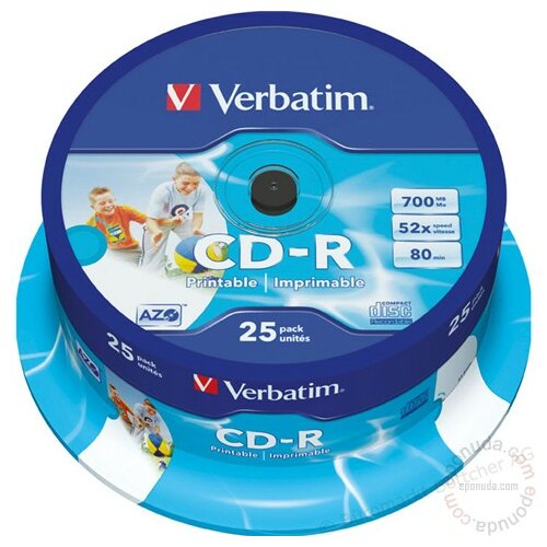 Verbatim CD-R PRINTABLE 700MB 52X 43439 disk Cene