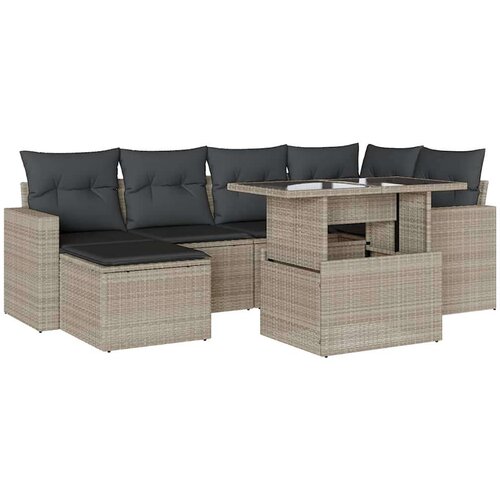VidaXL 7-dijelni set vrtnih sofa svjetlosivi od poliratana Slike