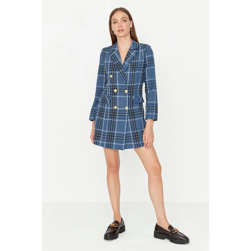 Trendyol Navy Blue Button Detailed Jacket Dress