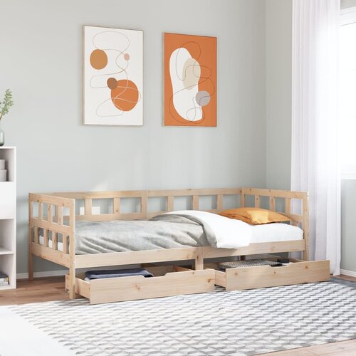 vidaXL Dnevna postelja s predali 90x200cm trdna borovina Cene