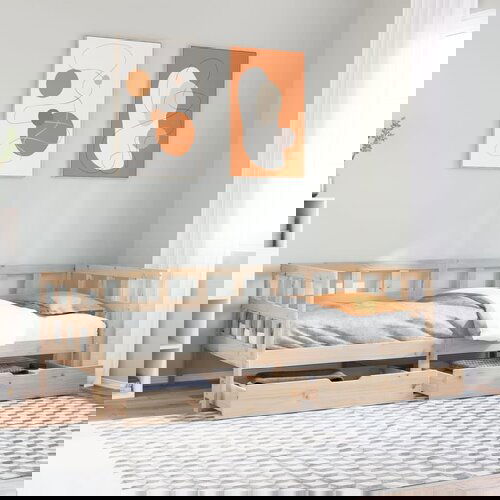 VidaXL Dnevni krevet s ladicama bez madraca 90x200 cm masivno drvo Slike