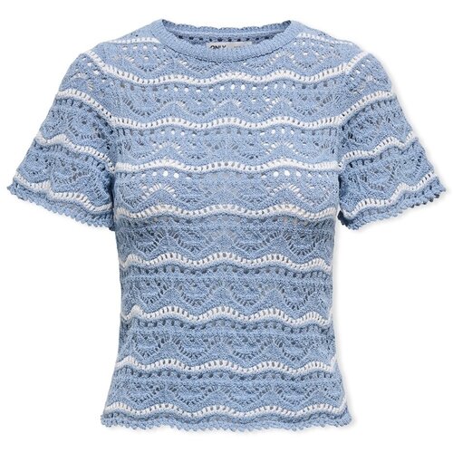 Only Puloverji Anna Sofia Life Knit - Forever Blue/Cloud Dancer Modra Cene