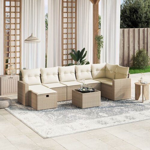 vidaXL 8-dijelni set vrtnih sofa od poliratana s jastucima bež Cijene