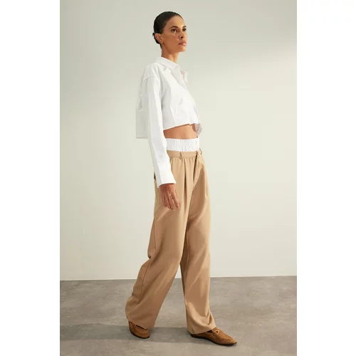 Trendyol Mink Premium Woven Trousers With Double Belt Detail