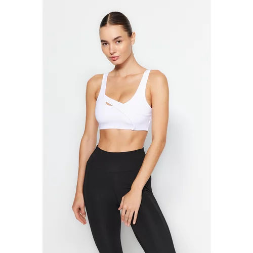 Trendyol White Sports Bra with Gathering Window/Cut Out Detail